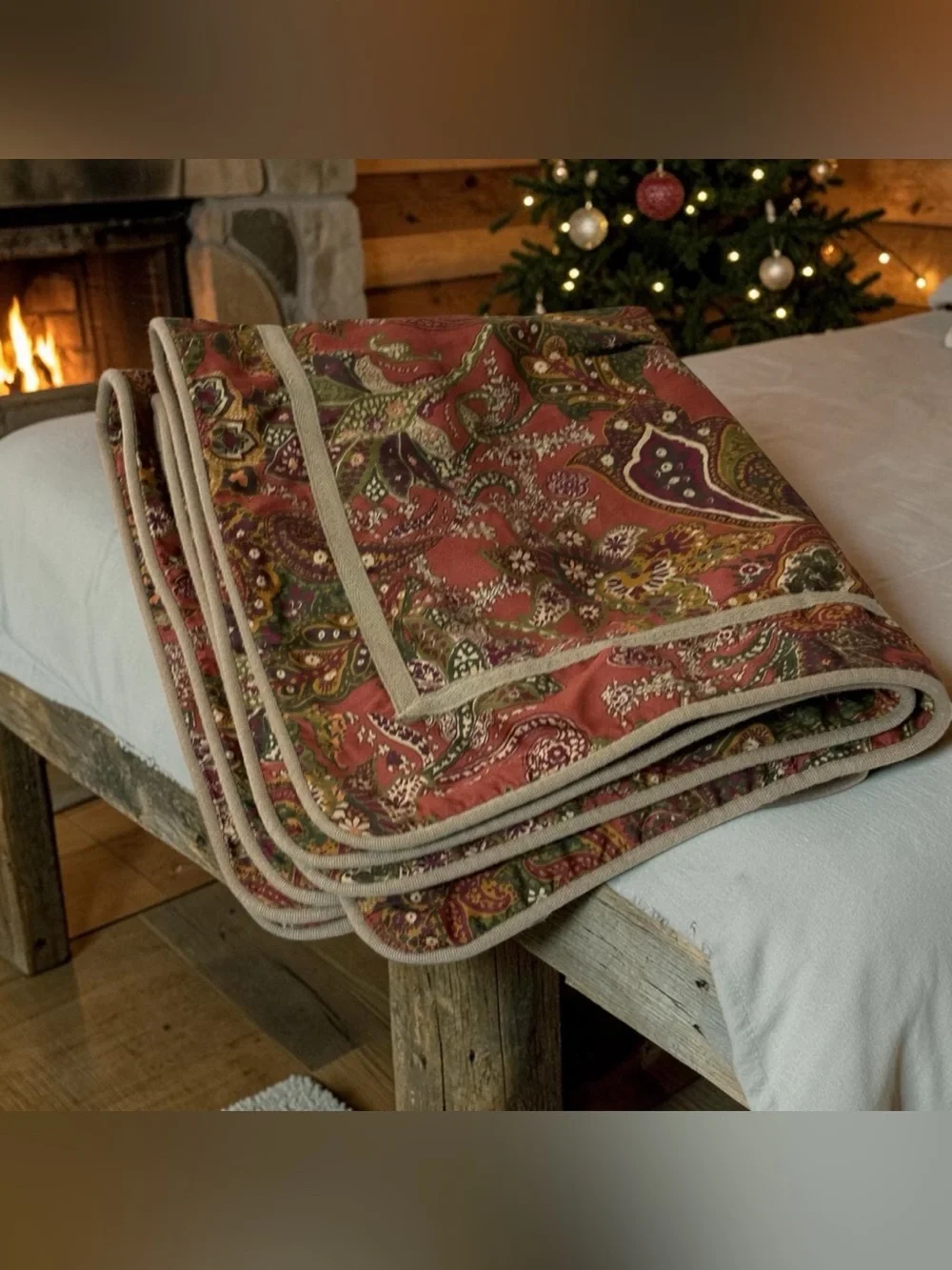 2 Chaps Ralph Lauren Chandler Paisley Pillow Shams Standard Rust Green Gold